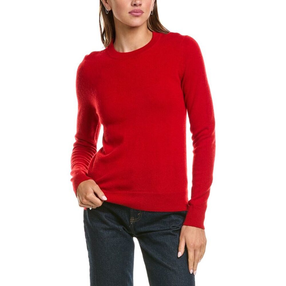Incashmere Womens Basic Crewneck 100% Cashmere Sweater, Red